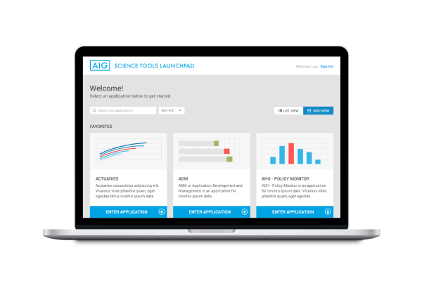 Creating a cohesive, usable experience for the AIG BI dashboard