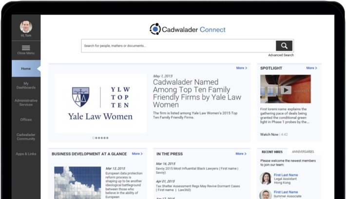 Cadwalader Connect award winning intranet